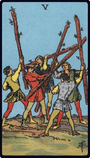 Lá Năm Gậy (Five of Wands)